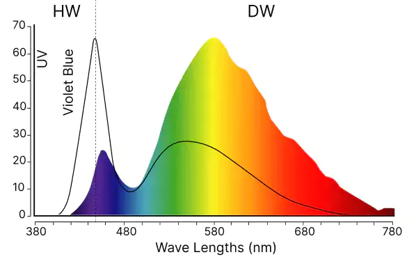Spectrum of white LED light after Hyperlight Optics®