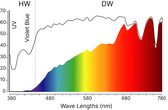 Visible spectrum of sunlight after Hyperlight Optics®